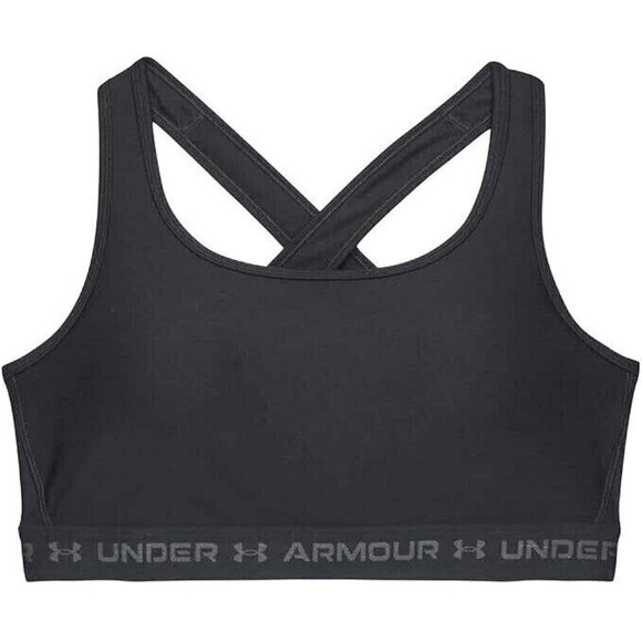 Under Armour Crossback Mid Impact Sports Bra Small Jet Black Women’s Size XL - Picture 1 of 6